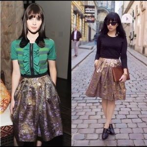 Marni H&M NEW 4 Gold Metallic Jacquard Skirt